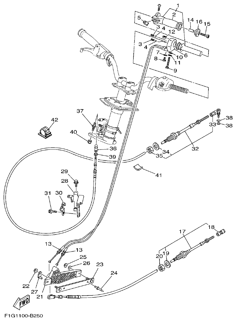 Yamaha F1G1 CONTROL CABLE parts diagram